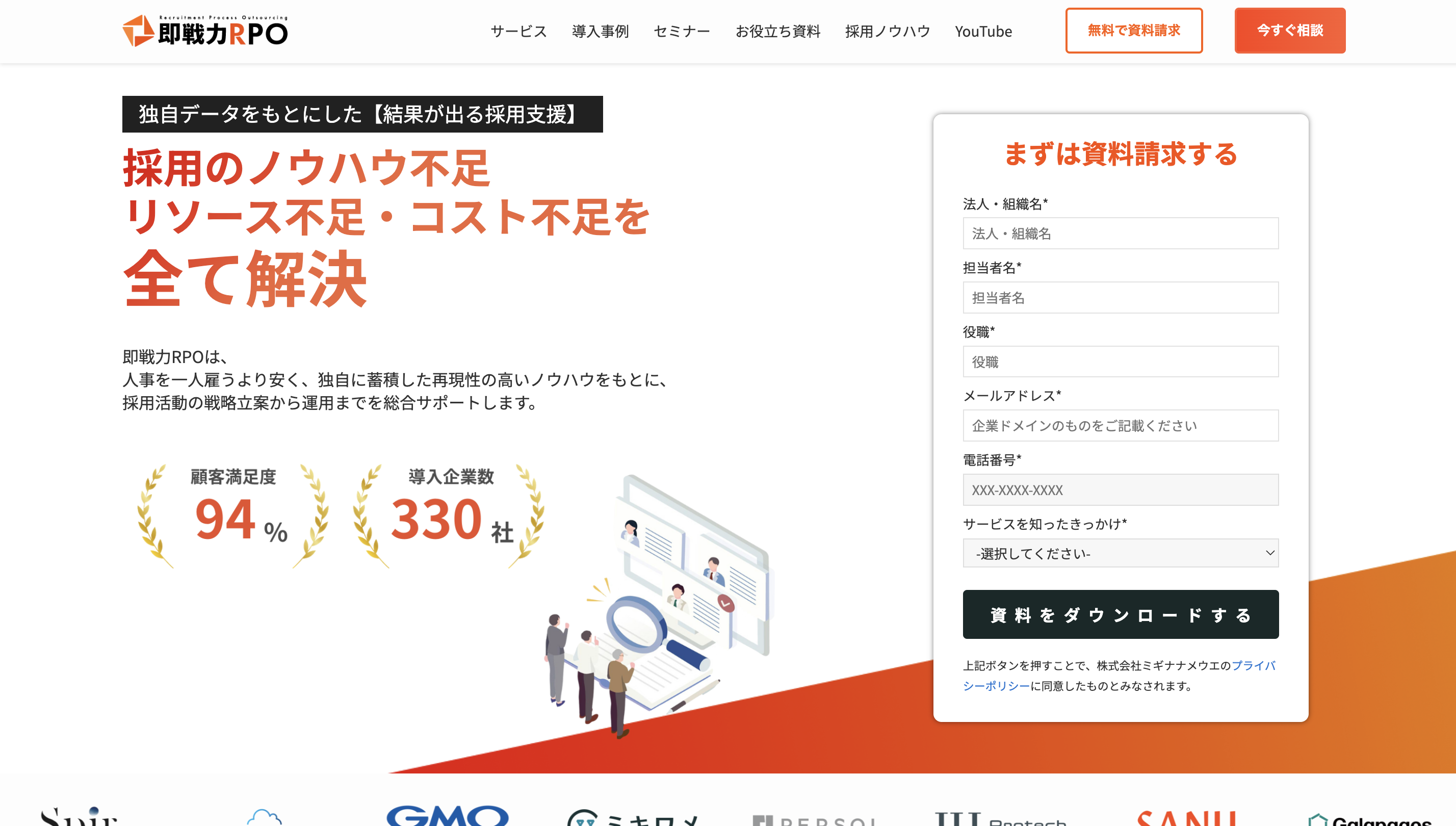 採用代行サービス「即戦力PRO」のサービスサイト