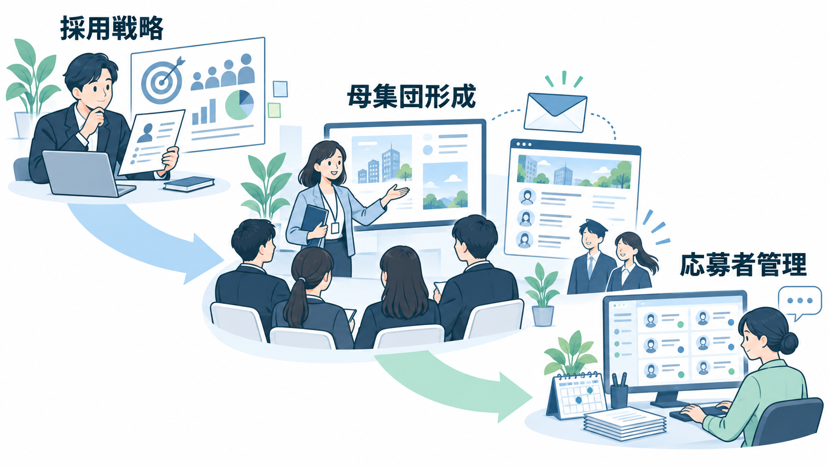 委託可能な業務を採用プロセス順に視覚化すると理解しやすいため